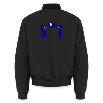 Shit shit sarcasm S and T pun - Unisex Bomber Jacket - black - Back - AI Model Male 185 light (185cm)