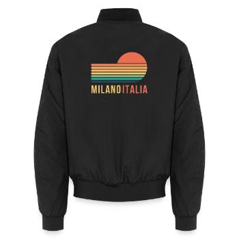 Mailand, Italien - Unisex Bomberjacke - Schwarz - Hinten - AI Model Male 185 light (185cm)