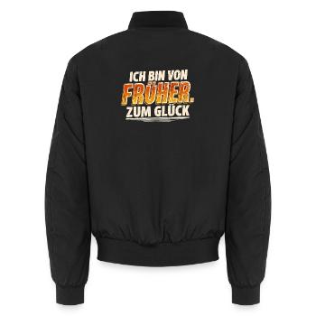 Ich bin von früher Retro Shirt | Stolzer Rentner - Unisex Bomberjacke - Schwarz - Hinten - AI Model Male 185 light (185cm)