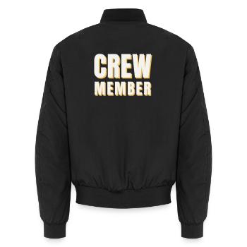 Crew Member Retro Vintage Team Staff Event - Unisex Bomber Jacket - black - Back - AI Model Male 185 light (185cm)