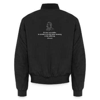 Nietzsche-Leiden-Zitat - Unisex Bomberjacke - Schwarz - Hinten - AI Model Male 185 light (185cm)