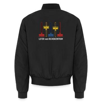 Rechenzentrum Design Gartengeräte Rechen Leiter - Unisex Bomberjacke - Schwarz - Hinten - AI Model Male 185 light (185cm)