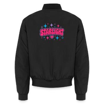 STARLIGHT Y2K Bubble Lettering - Retro 2000s Art - Unisex Bomber Jacket - black - Back - AI Model Male 185 light (185cm)