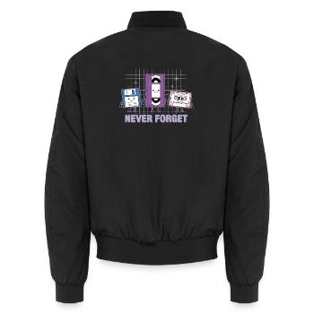 Vergiss niemals Kawaii Retro 90er Tech-Nostalgie - Unisex Bomberjacke - Schwarz - Hinten - AI Model Male 185 light (185cm)