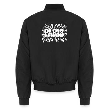 Paris Bubbles Graffiti-Weiß - Unisex Bomberjacke - Schwarz - Hinten - AI Model Male 185 light (185cm)