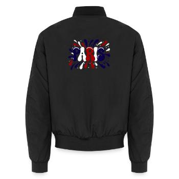 Paris Graffiti & Splash Blue White Red - Unisex Bomberjacke - Schwarz - Hinten - AI Model Male 185 light (185cm)