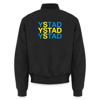 YSTAD - Sweden - Schwedische Flagge - Unisex Bomberjacke - Schwarz - Hinten - AI Model Male 185 light (185cm)