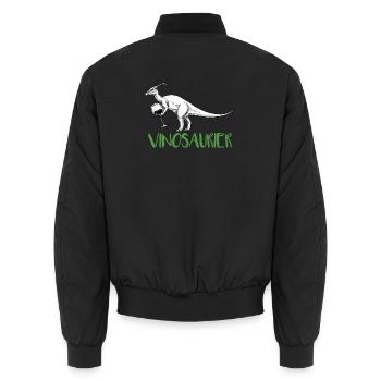 Vinosaurier – lustiges Weinmotiv - Unisex Bomberjacke - Schwarz - Hinten - AI Model Male 185 light (185cm)