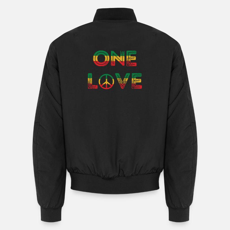 One Love Reggae Peace - Unisex Bomber Jacket - black