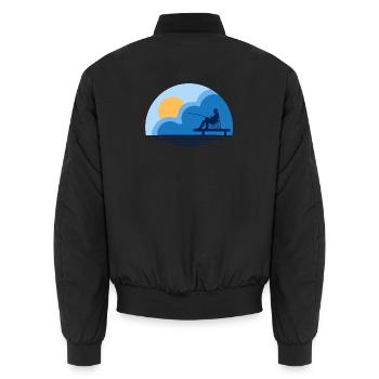 fishing, fishing enthusiast, angling - Unisex Bomber Jacket - black - Back - AI Model Male 185 light (185cm)
