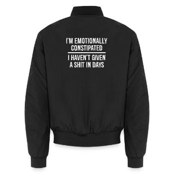 Ich bin emotional verstopft komisches Hemd - Unisex Bomberjacke - Schwarz - Hinten - AI Model Male 185 light (185cm)