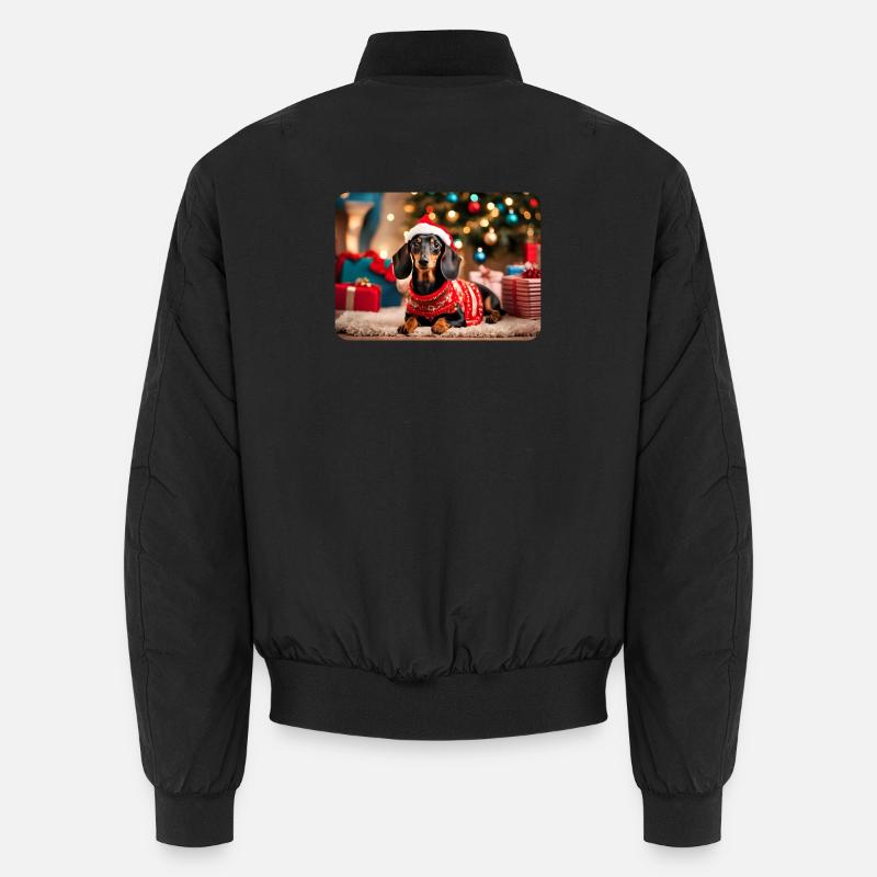 Süsser Weihnachts-Dackel - Unisex Bomberjacke - Schwarz