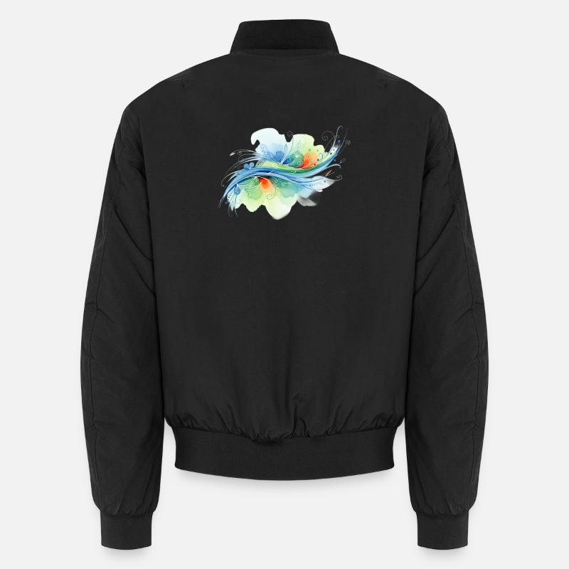 Fließende Formen: Abstraktes Aquarell-Design - Unisex Bomberjacke - Schwarz