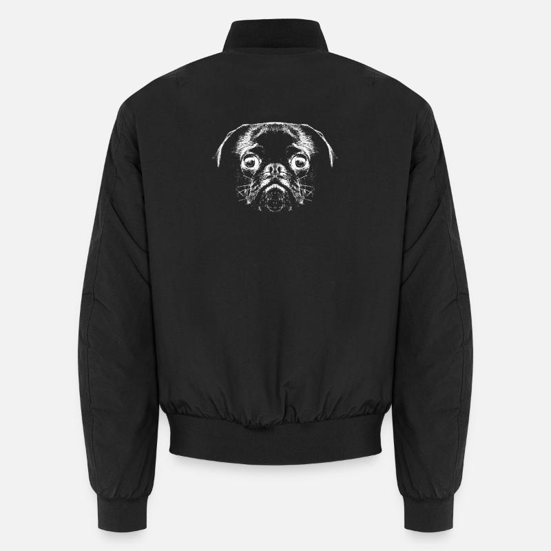 Pug / Face / Head - Unisex Bomber Jacket - black