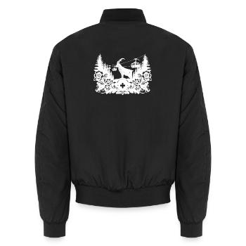 Steinbock_1_white_ - Unisex Bomberjacke - Schwarz - Hinten - AI Model Male 185 light (185cm)