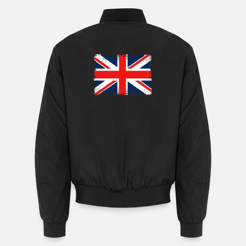 Distressed Union Jack Flag - Unisex Bomber Jacket - black