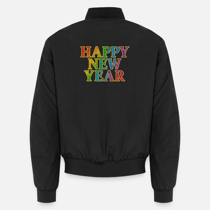 Frohes Neujahr Glitter Regenbogen Silvester Unisex Bomberjacke