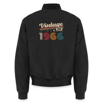60 Years 1966 Vintage Retro Birthday Gift - Unisex Bomber Jacket - black - Back - AI Model Male 185 light (185cm)