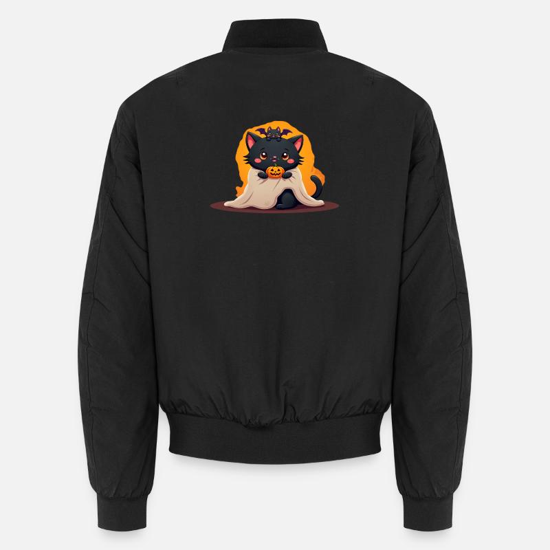 Chat d’Halloween avec citrouille d’Halloween Bomber unisexe