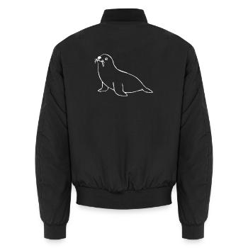 Seehund Robben T-shirt Geschenk Norddeutschland - Unisex Bomberjacke - Schwarz - Hinten - AI Model Male 185 light (185cm)