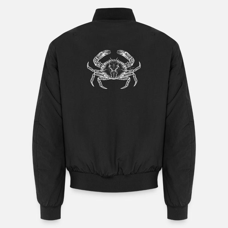 Crab Line Art Emblem - Unisex Bomber Jacket - black