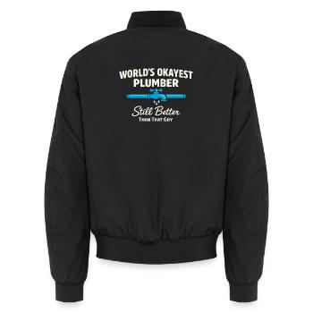 Pipe Whisperer, Plumber, Humor Gift - Unisex Bomber Jacket - black - Back - AI Model Male 185 light (185cm)