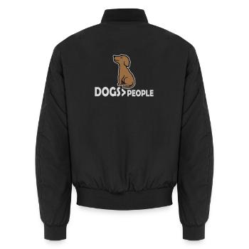 Dogs Over People Hund Lustig Antisozial Spruch - Unisex Bomberjacke - Schwarz - Hinten - AI Model Male 185 light (185cm)