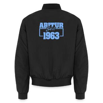 High school graduate 1963 - Unisex Bomber Jacket - black - Back - AI Model Male 185 light (185cm)