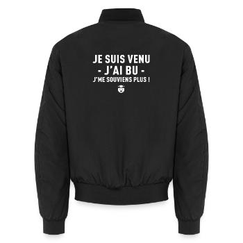 Je Suis Venu J Ai Bu J Me Souviens Plus T-Shirt... - Bomber unisexe - noir - Dos - AI Model Male 185 light (185cm)