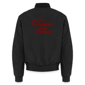Mas Casino - Menos Drama - Cuban Salsa  - Unisex Bomberjacke - Schwarz - Hinten - AI Model Male 185 light (185cm)