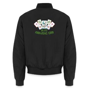 Mahjong Spiel Social Club Mahjong Ära - Unisex Bomberjacke - Schwarz - Hinten - AI Model Male 185 light (185cm)