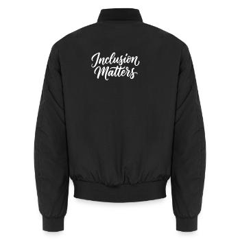Inclusion is important – Special education – Freundli - Unisex Bomber Jacket - black - Back - AI Model Male 185 light (185cm)