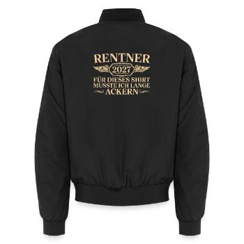 Rentner 2027 Lange Ackern Ruhestand Geschenk - Unisex Bomberjacke - Schwarz - Hinten - AI Model Male 185 light (185cm)