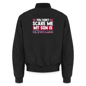 You don't scare me norwegian son - Unisex Bomberjacke - Schwarz - Hinten - AI Model Male 185 light (185cm)