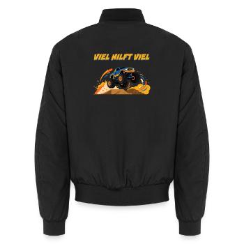 Springender Monstertruck: Viel hilft viel! - Unisex Bomberjacke - Schwarz - Hinten - AI Model Male 185 light (185cm)