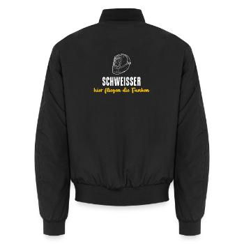 Schweißer Geschenk Helm Hier fliegen die Funken - Unisex Bomberjacke - Schwarz - Hinten - AI Model Male 185 light (185cm)