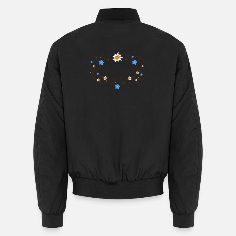 An Edelweiss and gentian frame - Unisex Bomber Jacket - black