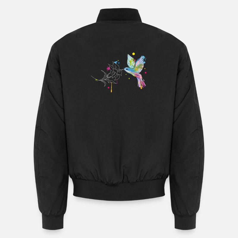 A hummingbird and a flower Unisex Bomber Jacket