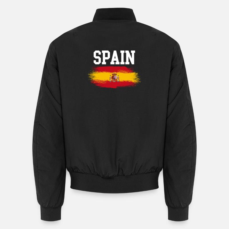Spain Flag Brush Streaks - Unisex Bomber Jacket - black