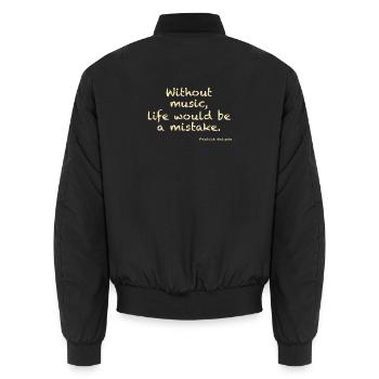 Without music, life would ba a mistake - Nietzsche - Unisex Bomberjacke - Schwarz - Hinten - AI Model Male 185 light (185cm)