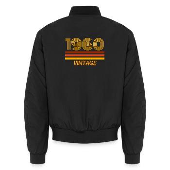1960, Geburtsjahr, ich bin Jahrgang - Unisex Bomberjacke - Schwarz - Hinten - AI Model Male 185 light (185cm)