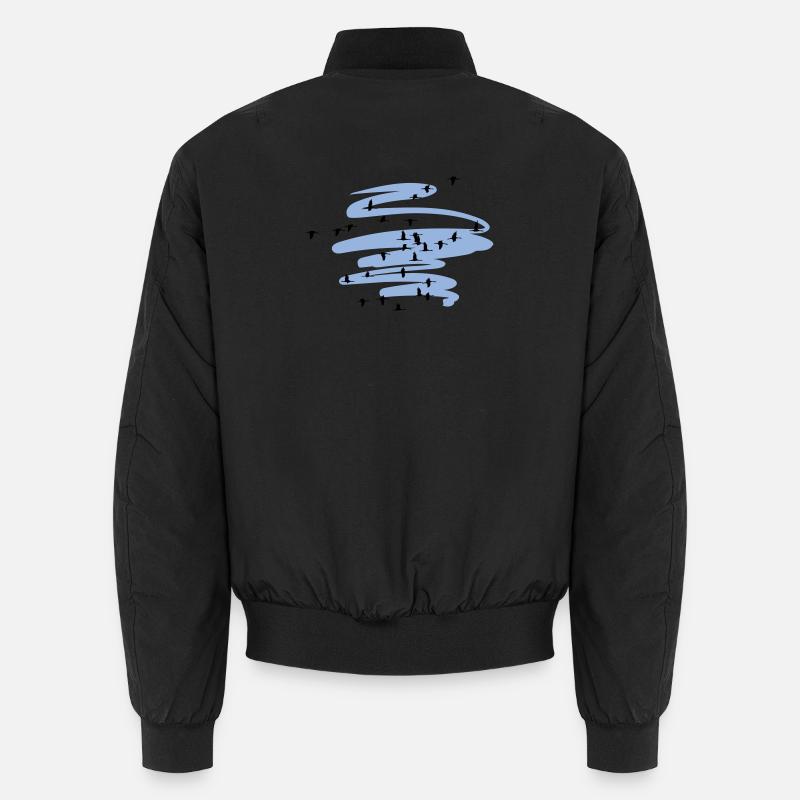 Wildgänse Kraniche Frühling - Unisex Bomberjacke - Schwarz