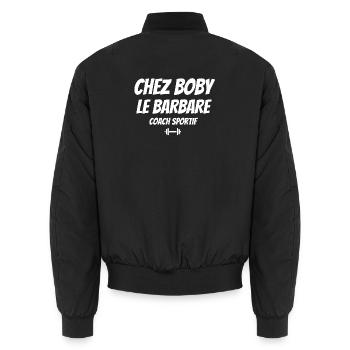 musculation, coach sportif, coach humour - Bomber unisexe - noir - Dos - AI Model Male 185 light (185cm)