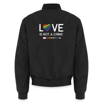 LGBT Pride Month - Love is not a Crime - Unisex Bomber Jacket - black - Back - AI Model Male 185 light (185cm)