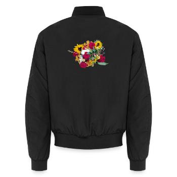 Bouquet coloré de fleurs, de roses, de tournesols - Bomber unisexe - noir - Dos - AI Model Male 185 light (185cm)