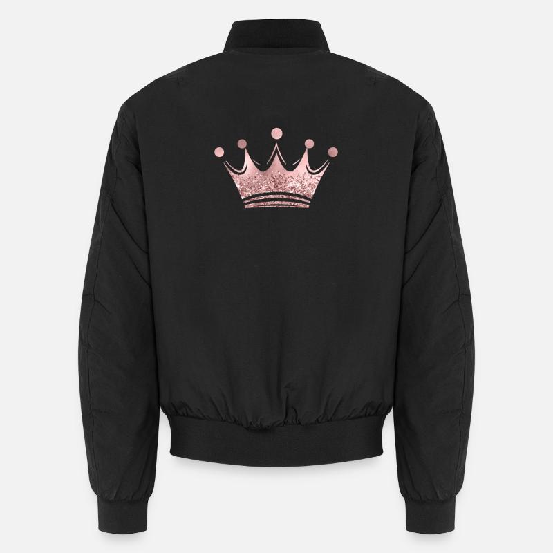 Queen/King Crown Glitter Personalizable - Unisex Bomber Jacket - black