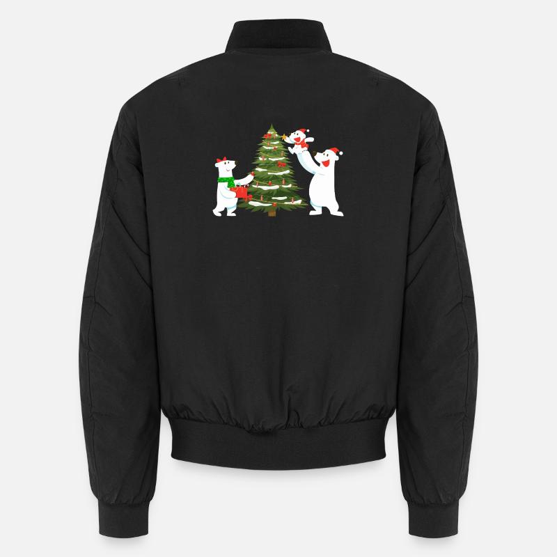Festive Polar Bears with Christmas Tree Unisex Bomber Jacket