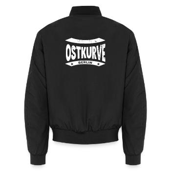 Berlin Stadion Ostkurve, Tasse,  Tasche, Socken - Unisex Bomberjacke - Schwarz - Hinten - AI Model Male 185 light (185cm)