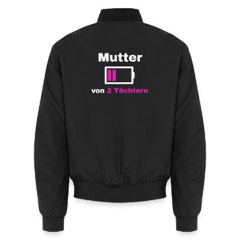 Mutter Tochter Spruch Stolz Mama 2 Kinder Geschenk - Unisex Bomberjacke - Schwarz - Hinten - AI Model Male 185 light (185cm)
