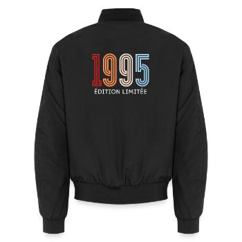 1995 Vintage Limited Edition - Unisex Bomber Jacket - black - Back - AI Model Male 185 light (185cm)